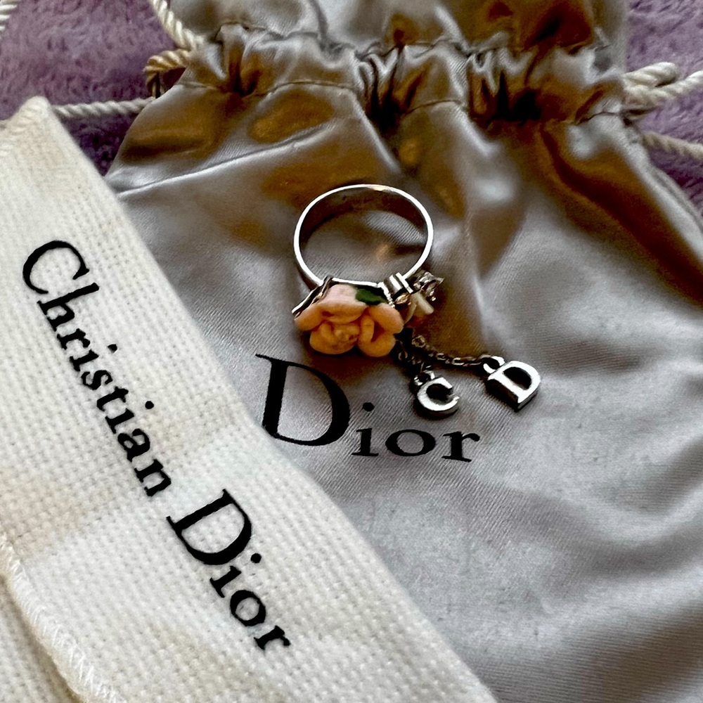 Christian Dior Porcelain Floral Ring, size 5